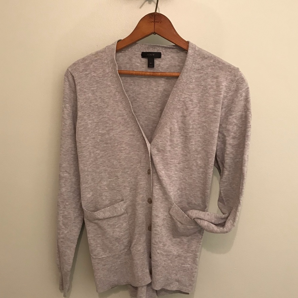 J CREW - Black Label Solid Grey Cardigan Sweater